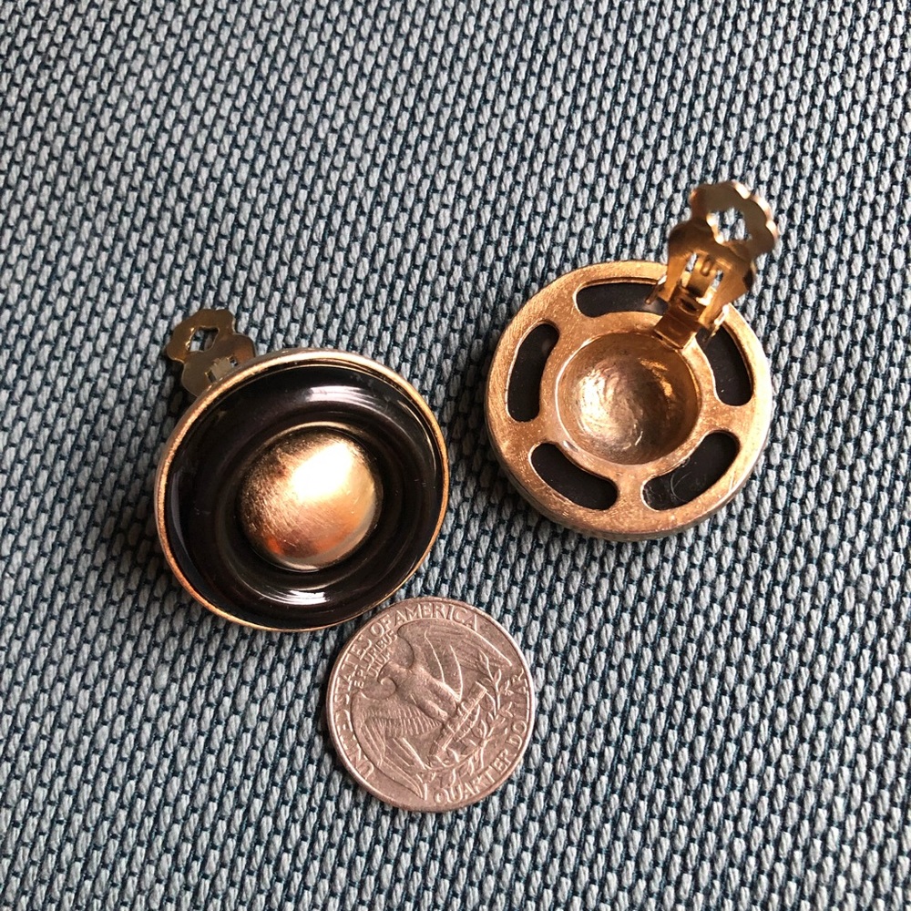 80’s Gold Tone and Black Enamel clip-on earrings
